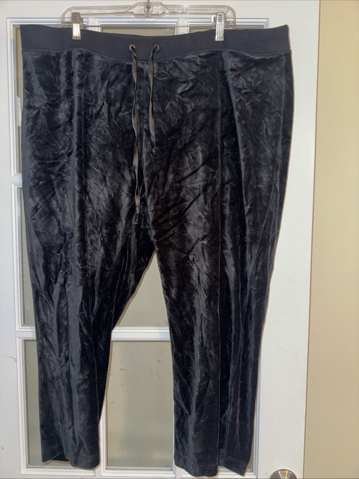 New York Laundry Wide Leg Velour Pants Womens Sz 20/22w Black Mob Wife Glam Y2k
